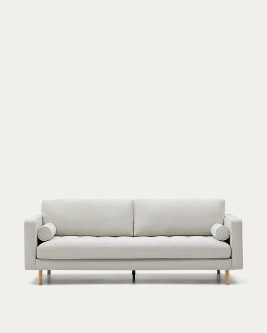 Debra 3-seater sofa in pearl chenille and natural legs, 222 cm FSC Mix Credit
