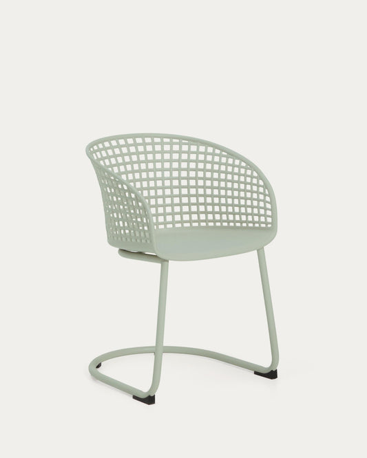 Tenaro green plastic outdoor chair with steel structure