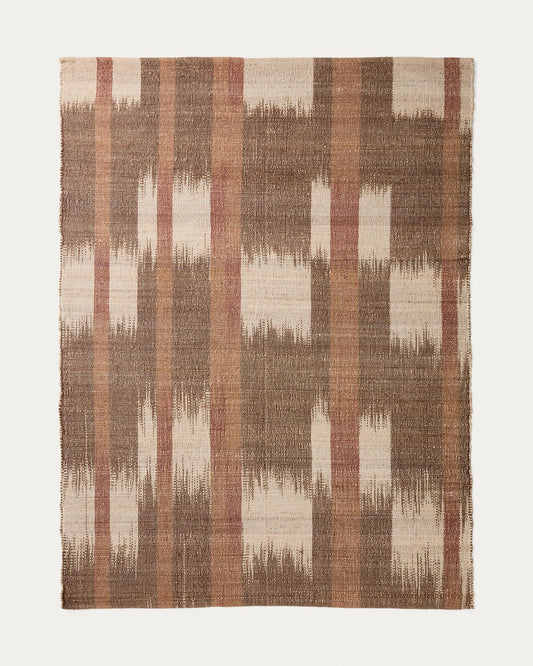 Domira jute rug with multicoloured ikat graphic 200 x 300 cm