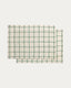 Adesta set of 2 individual placemats in 100% cotton ecru with green checks 35 x 50 cm
