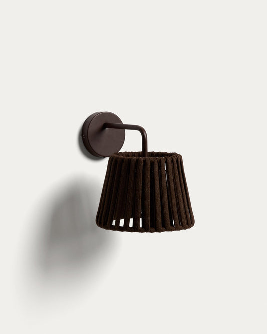 Aldet brown outdoor wall light in flat rope cord and metal