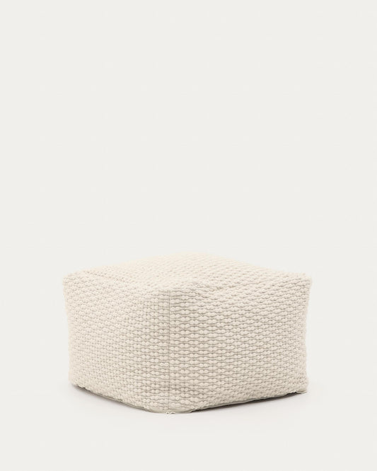 Mascarell pouffe, cotton and polyester in white, 60 x 60 cm