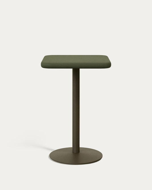 Esilda outdoor tall table with green cement top 70x70cm and green steel base Ø55x96cm