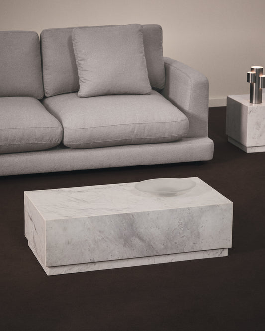 Sorein coffee table in white marble 100 x 50 cm