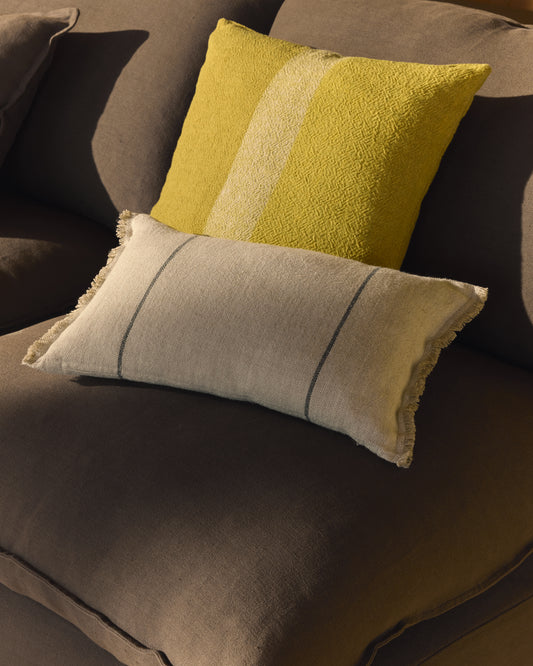 Nurei yellow cotton and linen cushion cover 50 x 50cm