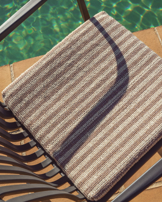 Dirome beige striped 100% PET chair cushion 40 x 40cm