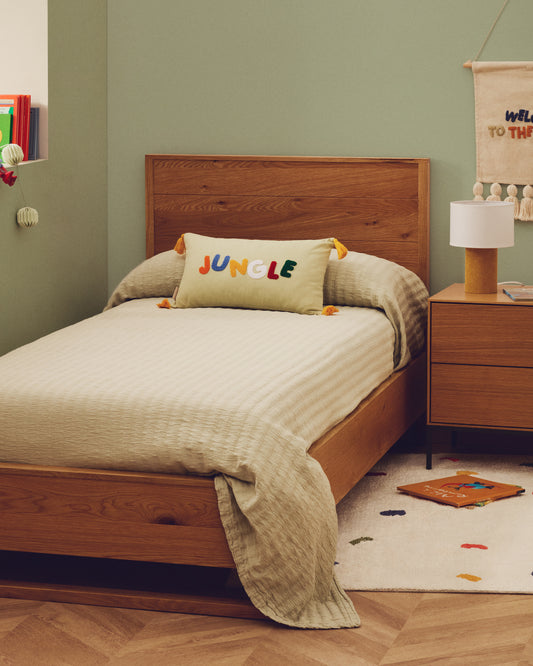 Rilune 100% cotton bedspread with light green embossed stripe effect for 90 cm bed