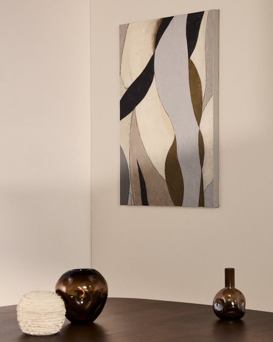 Marvilo grey and mustard abstract canvas 60 x 90cm