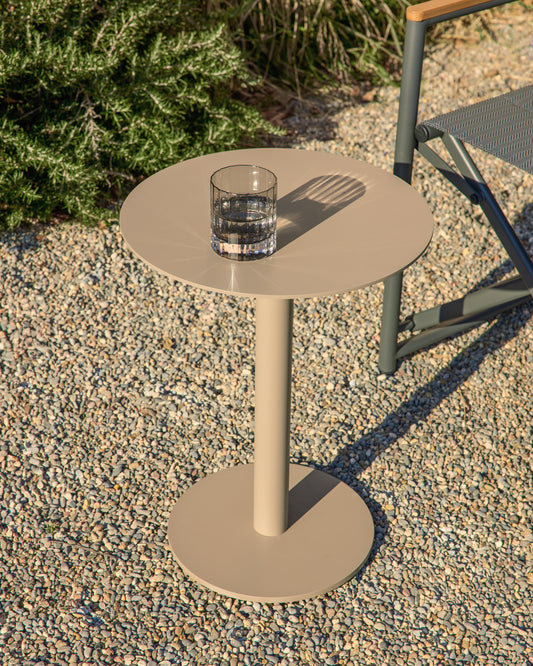 Asinara taupe aluminium side table Ø40cm