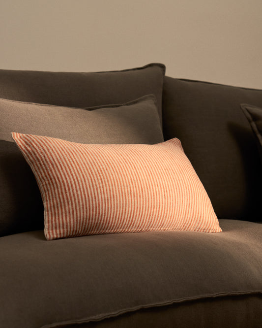Oriade orange striped linen cushion cover 30 x 50cm