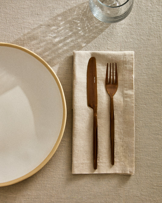 Aldine set of 2 cotton and linen napkins in stone grey