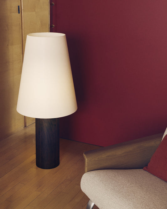 Marga floor lamp made from solid rubber wood with dark finish