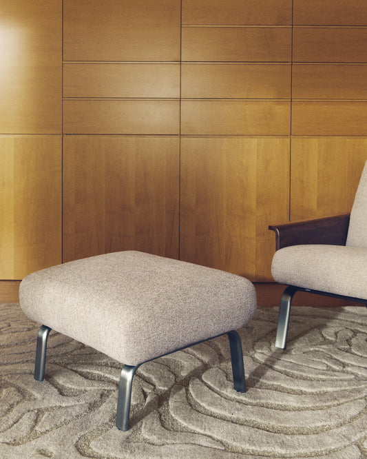 Amsen light brown footrest with brushed stainless steel legs 68 x 55 cm