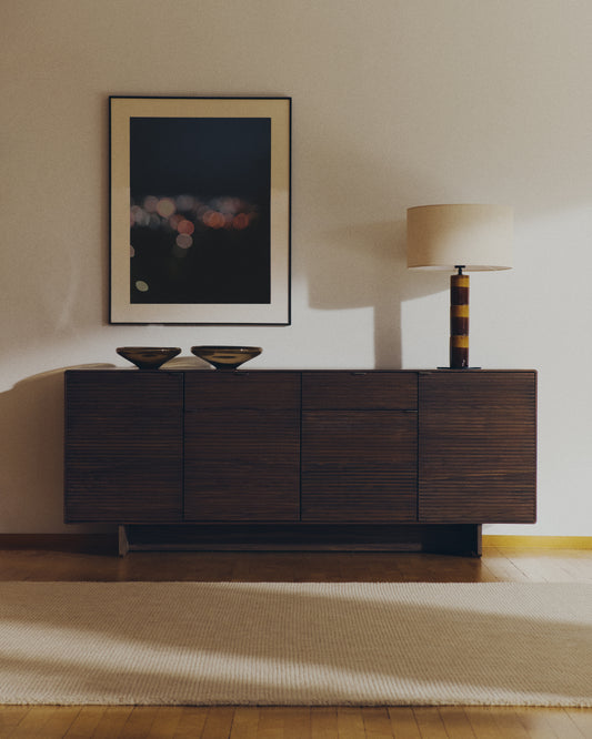 Norlen sideboard with 4 doors and 2 drawers in walnut veneer FSC Mix Credit 194,5 x 78cm
