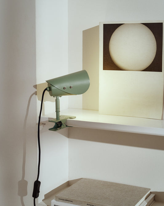 Jula small lamp with clamp in green metal