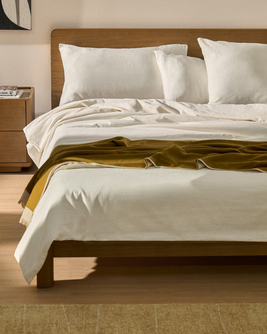 Simmel duvet cover and pillowcase set in ecru linen blend for 150 cm bed