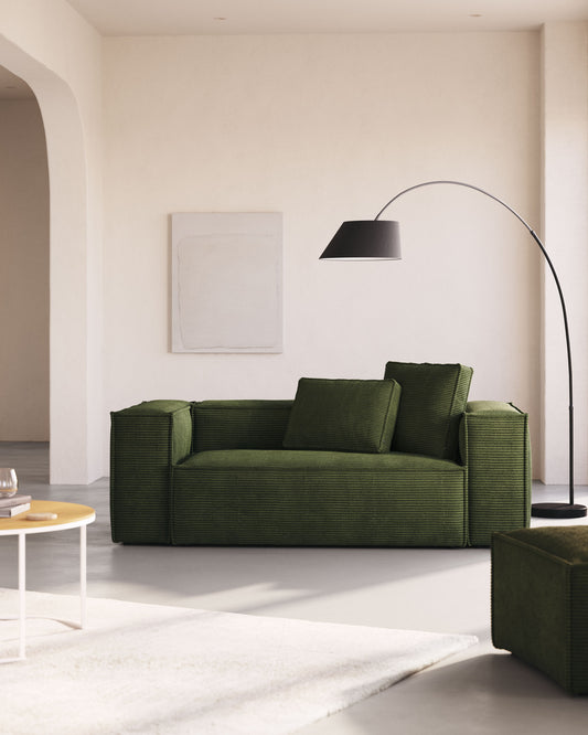 Blok 2-seater sofa in green thick corduroy 210cm FSC Mix Credit
