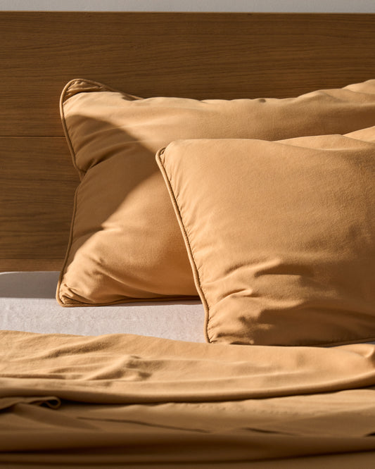 Sirale set of 2 100% cotton sateen pillowcases with washed finish in copper 50 x 80 cm