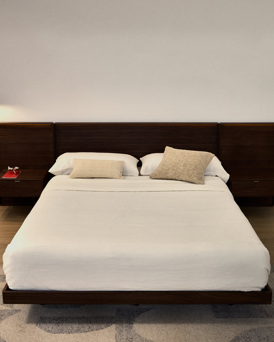 Simmel duvet cover and pillowcase set in ecru cotton and linen for 180cm bed