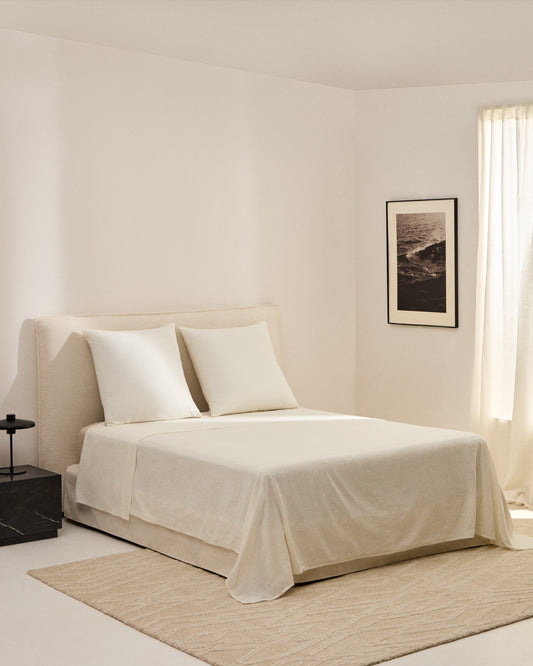 Simmel beige linen blend top sheet for 150/160 cm bed