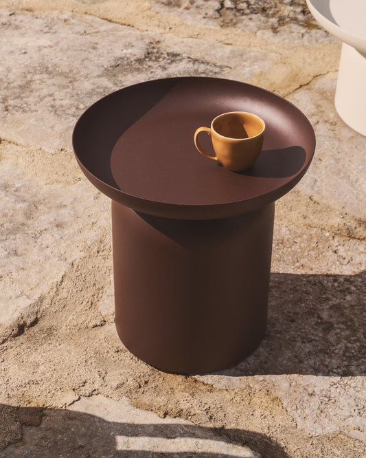 Arcola side table in brown aluminium Ø45cm