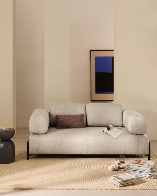 Compo 2-seater greige sofa with black metal frame 200 cm FSC Mix Credit