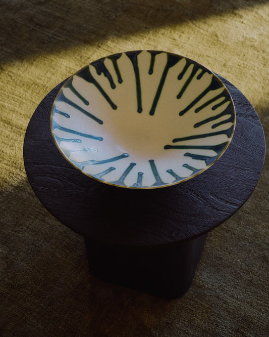 Olmera ceramic centrepiece in beige and green Ø 36.5 cm