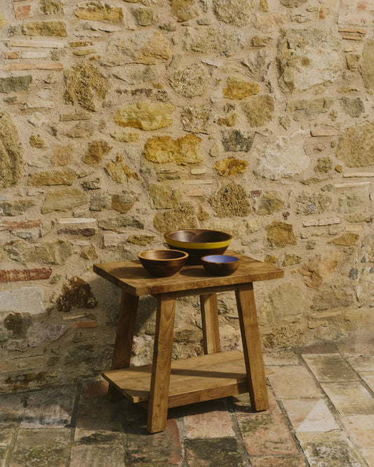 Safara solid recycled teak footstool 50 x 32 cm