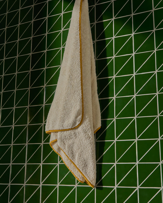 Sedora 100% cotton towel with yellow contrast detail 100 x 150cm