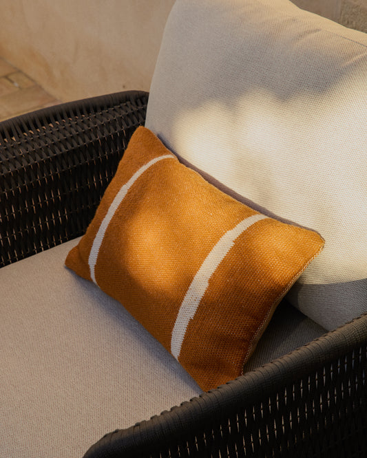 Daila orange 100% PET cushion cover with Ikat graphic 30 x 50cm