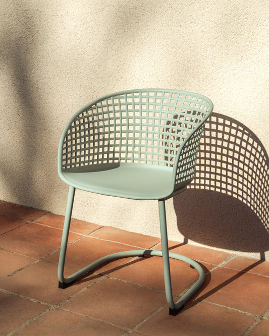 Tenaro green plastic outdoor chair with steel structure