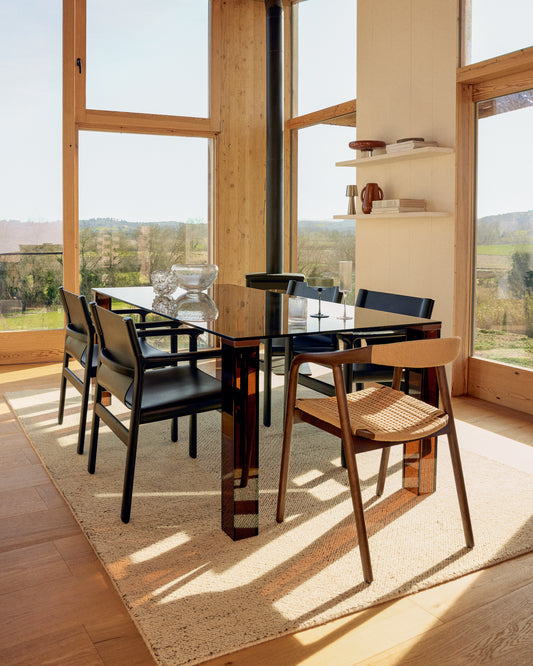 Lenuo ecru wool and cotton jacquard rug 200 x 300cm