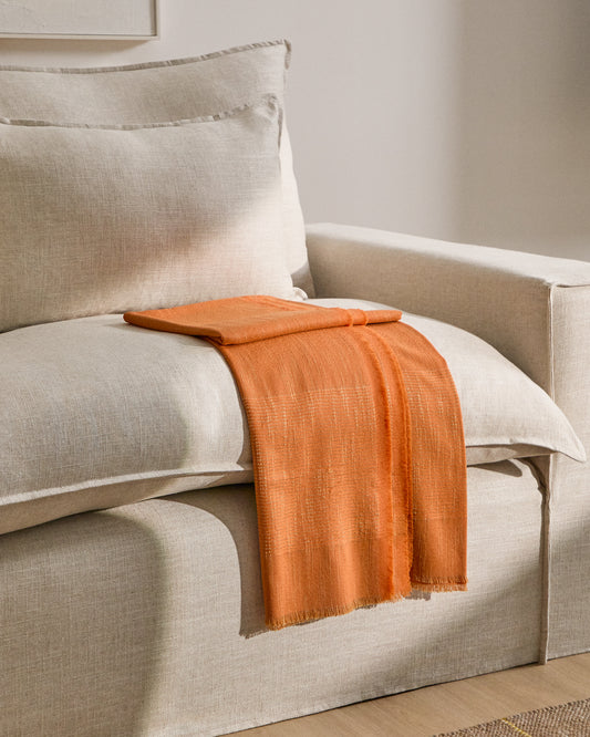 Sareli orange wool blend blanket 130 x 170cm