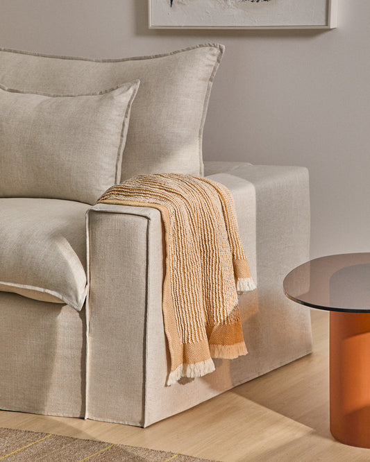 Lideba orange striped cotton blanket 100 x 170cm