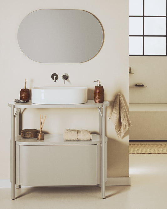 Arely bathroom vanity unit with steel structure and white lacquered MDF 90 x 40cm