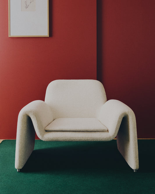 Melvia beige chenille armchair