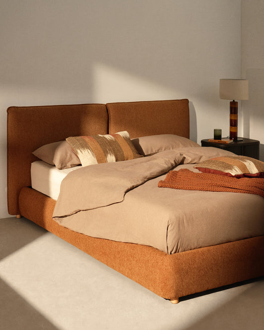 Elerio ecru chenille bed for 150 x 200cm mattress
