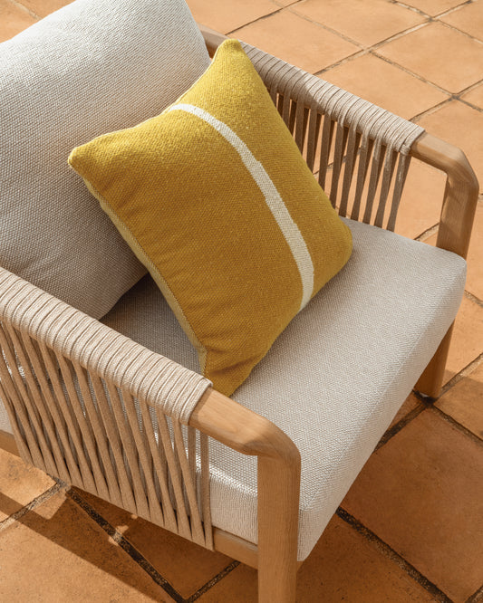 Daila yellow 100% PET cushion cover with Ikat graphic 50 x 50cm