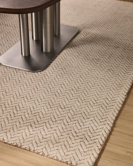 Calira beige woven jacquard wool rug 230 x 160cm