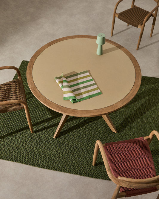 Julieta round table in polycement and solid acacia wood Ø 120 cm FSC 100%