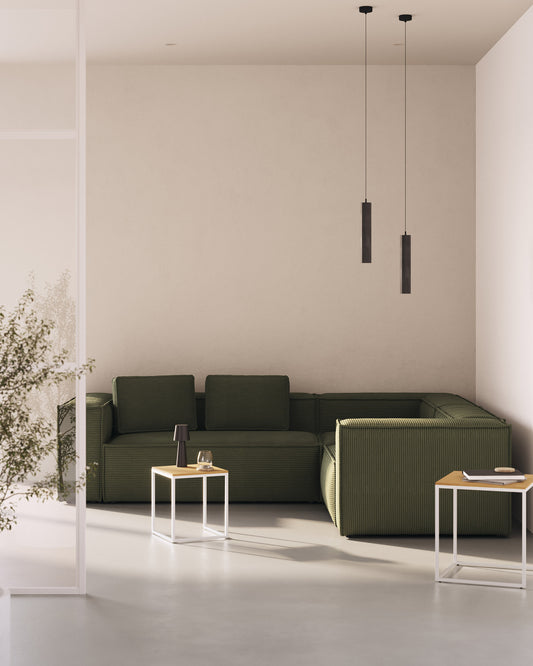 Blok green thick corduroy 5-seater corner sofa 320 x 290cm/290 x 320cm FSC Mix Credit