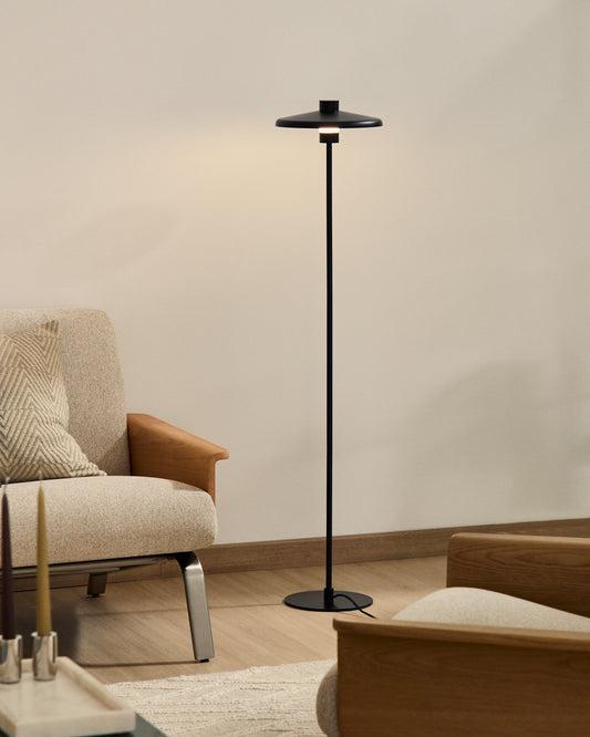 Nuvira floor lamp in black satin metal