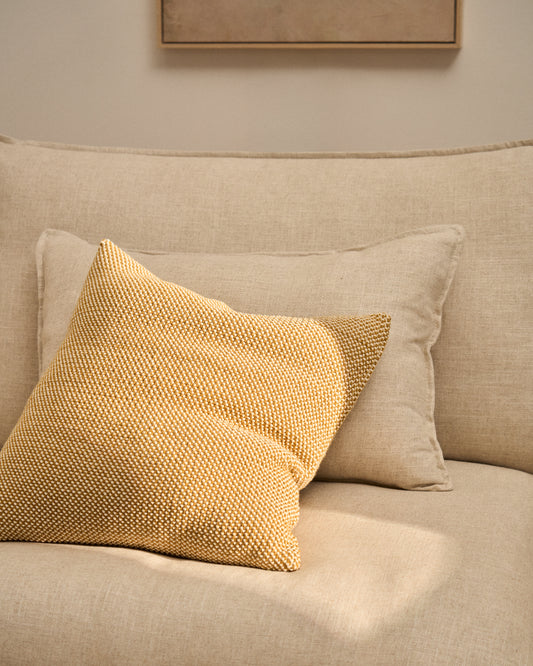 Narida mustard 100% cotton jacquard cushion cover 50 x 50cm