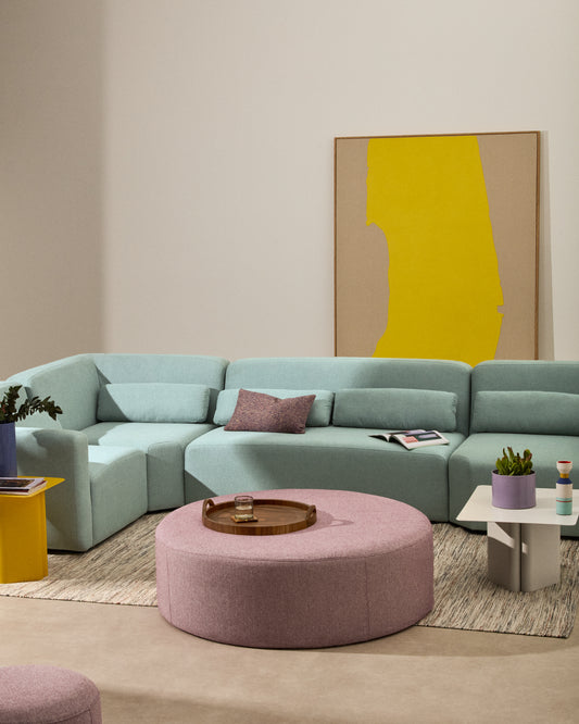 Kaeli purple footrest with removable cover Ø120cm