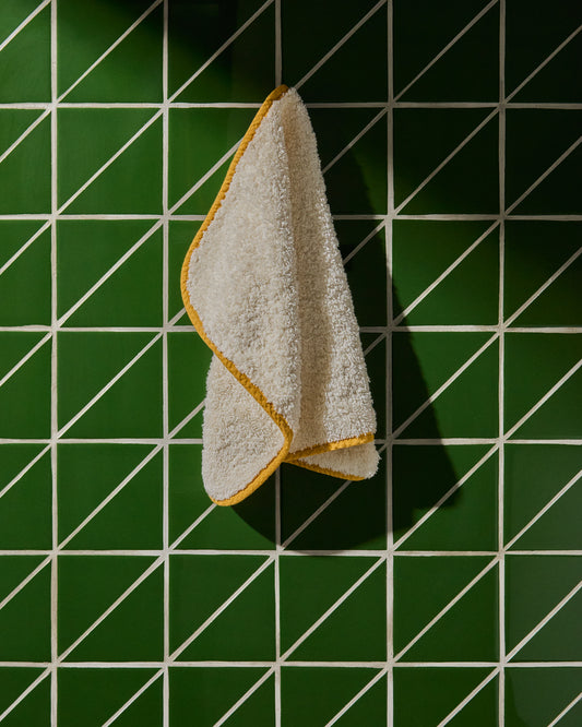 Sedora 100% cotton towel with yellow contrast detail 30 x 50cm