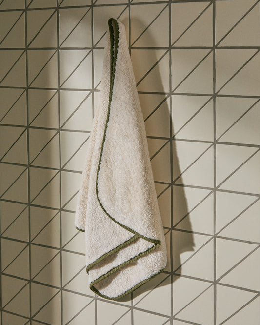 Sedora 100% cotton towel with green contrast detail 50 x 90cm