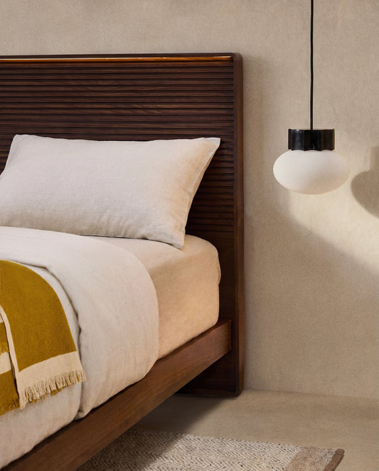Norlen headboard in walnut veneer with dark finish and LED light for a bed up to 160 cm FSC Mix Credit