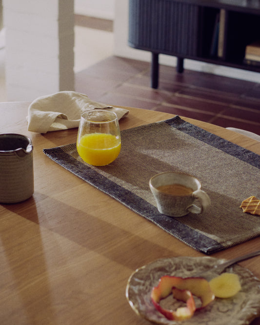 Briven set of 2 black 100% cotton tablecloths 35 x 50cm