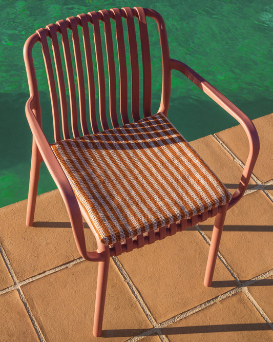 Dirome orange striped 100% PET chair cushion 40 x 40 cm