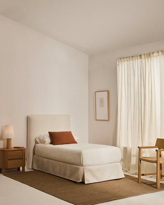 Jaira white chenille bed with removable cover for 90x200cm mattress FSC Mix Credit